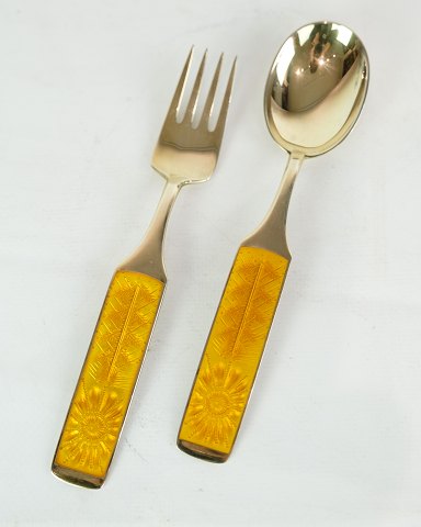 Christmas spoon and fork, Anton Michelsen, gilded sterling silver, Paul Rene Gaugain, Jugellansen, 1967Great condition