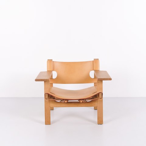 Børge Mogensen Der Spanische Stuhl Modell BM2226 aus Natürlich Patiniertem Kernleder, 1960er Jahre