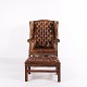 Wingback Armchair – Brown Original Leather – With Footstool – George III Style – 
c. 1910
Great condition

