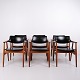 Satz von 6 Esszimmerstühlen Modell GM11 aus Teak und Schwarzem Leder von Svend Aage Eriksen für Glostrup Møbelfabrik, 1960er Jahre