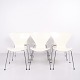Satz von 6 Serie 7 Stühlen Modell 3107 aus Weiß Lackiertem Furnier mit Chromgestell von Arne Jacobsen für Fritz Hansen