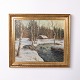 Signiertes Gemälde auf Leinwand mit Winterlandschaft, gerahmt