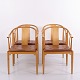 Satz von 4 Hans J. Wegner China Chairs FH 4283 aus Kirschholz mit Leder von Fritz Hansen 1979
