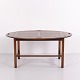 Großer Butler Couchtisch aus Poliertem Mahagoni mit Messingbeschlägen aus den 1940er Jahren