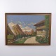 Ölgemälde mit Alpenlandschaft und Berghöfen, ca. 1940–1960