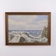 Ölgemälde mit Felsenküste und Bewegter See, signiert Vagn Christensen, ca. 1940–1960