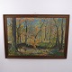 Ölgemälde auf Leinwand mit Herbstwald und Bachlauf, signiert, ca. 1940–1960