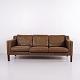 Stouby Dreisitzer-Sofa aus Braunem Leder, Dänisches Design, 1960er-Jahre