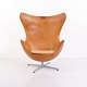 Arne Jacobsen Egg Chair Modell 3316 mit Originalbezug aus Naturleder von Fritz Hansen, 1950er-Jahre