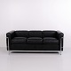 LC2 Dreisitzer Sofa aus Original Schwarzem Leder und Chromstahl von Cassina